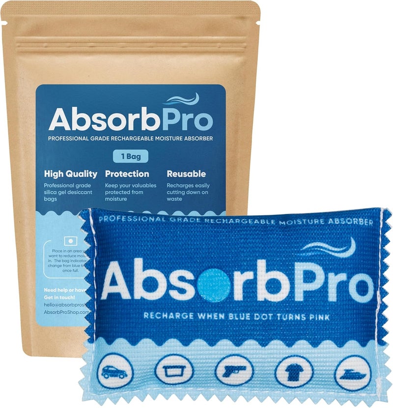 Absorb Pro Rechargeable Dehumidifier Bag 1-Pack - 100g Reusable Moisture Absorbers - Silica Gel Packets for Bins, Totes, Gun Safe, Food Storage, Clothes, Cars, and Boats - Image 1